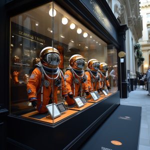 Es obligatorio, por ley, que cada persona disponga en su casa de un traje de protección tipo 1 o 2. Por lo que los escaparates de algunos comercios han cambiado sustancialmente las prendas que visten sus maniquís.