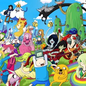 Dibujo con todos los personajes de hora de aventuras