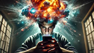 Adolescente usando TikTok con expresión de preocupación, reflejando el impacto de las redes sociales en su bienestar emocional.