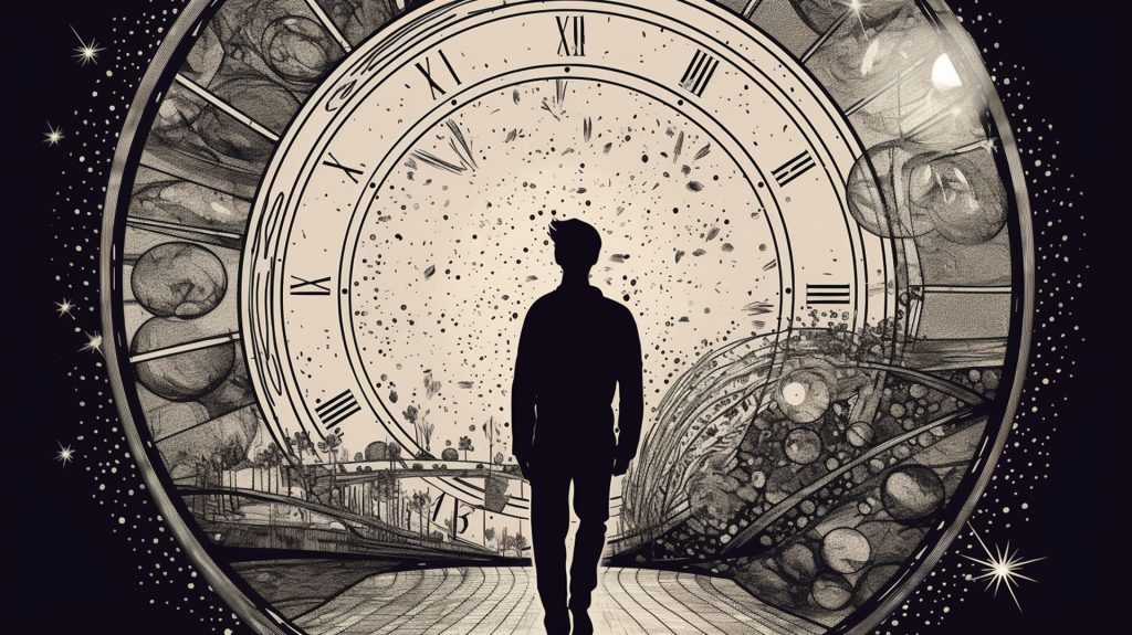 viaje en el tiempo en blanco y negro