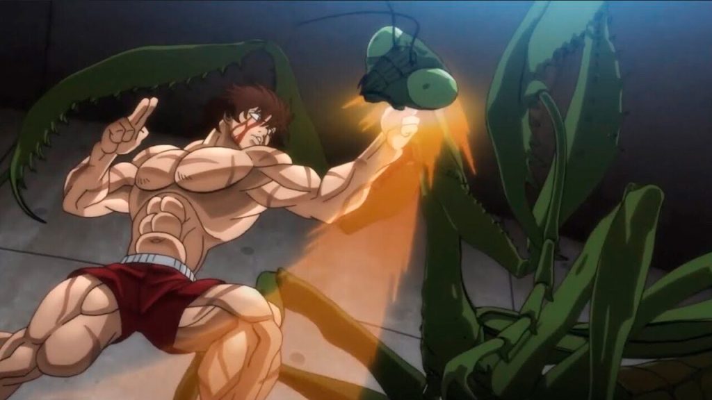 Baki luchando contra un insecto gigante
