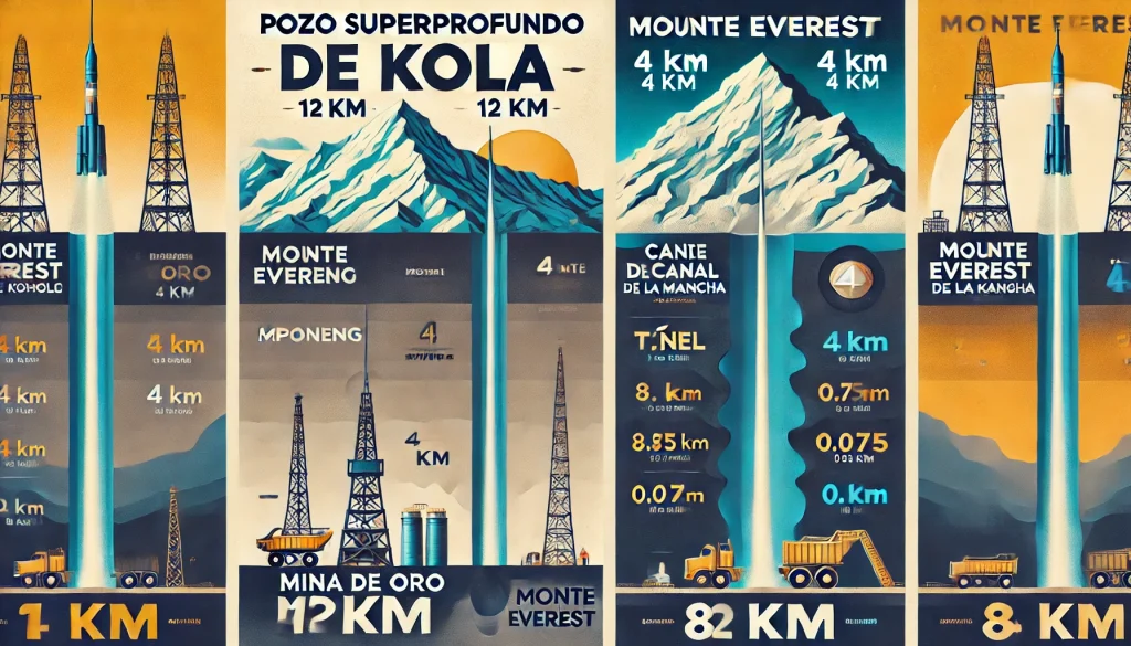 pozo de kola comparado con el everest y mas